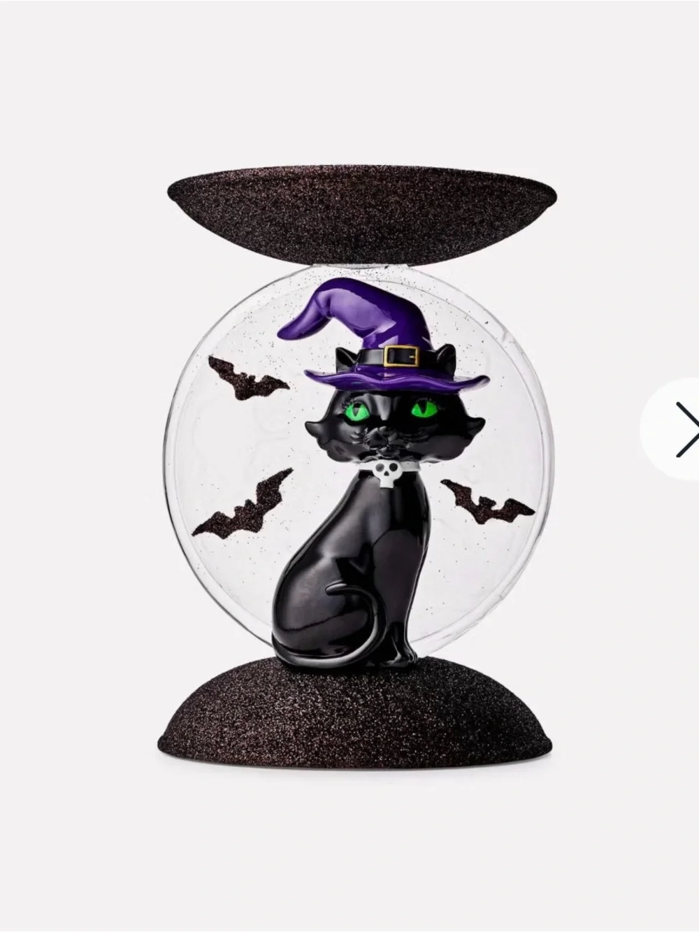 Bath & body, black cat Halloween candle pedestal, lights up